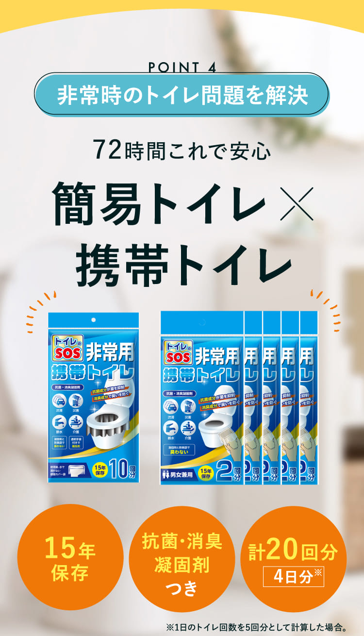 72時間これで安心 簡易トイレ×携帯トイレ